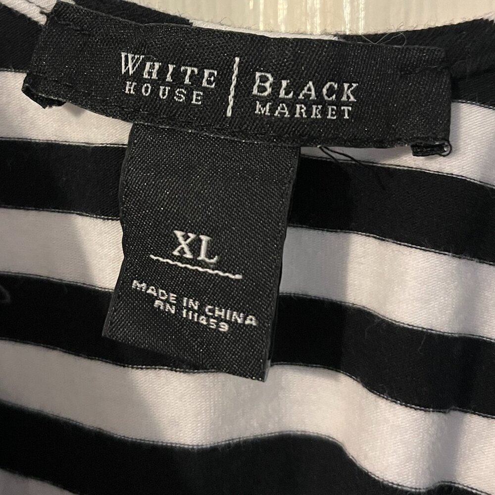 White House Black Market White & Black Striped Short Sleeve - Picture 3 of 3